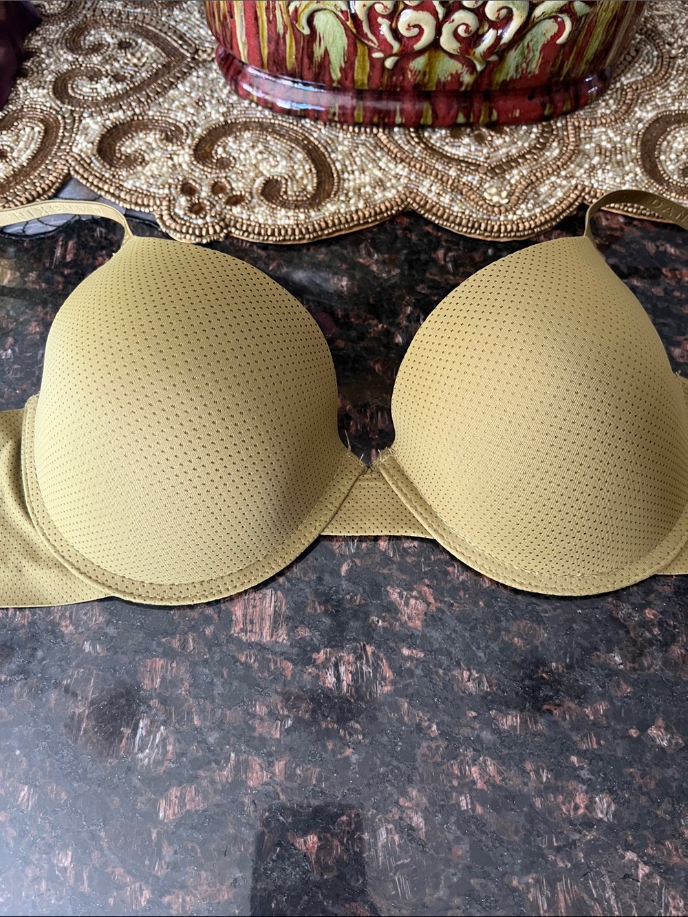 Danskin Olive Green Perforated Underwire Bra 38C